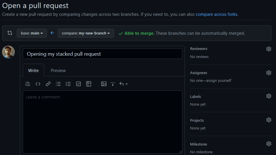 Open a Pull Request preview